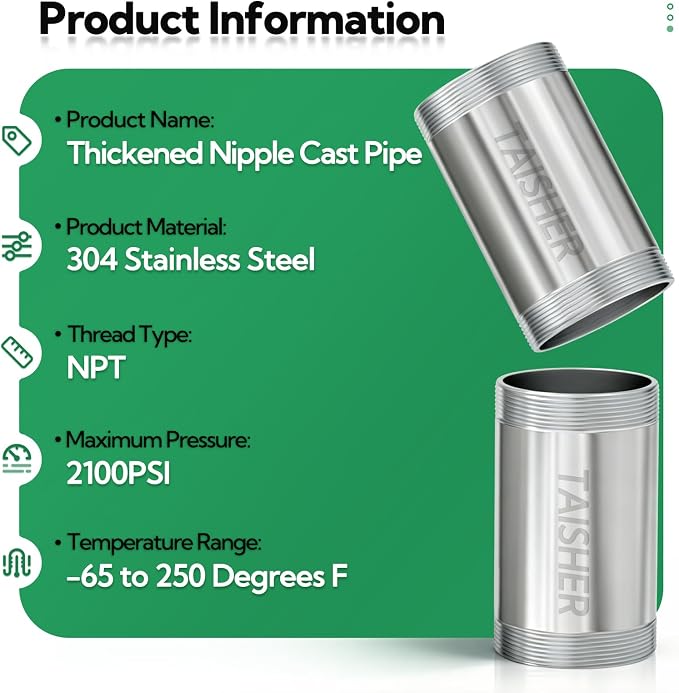 1pcs Thickened Nipple Cast Pipe 2" NPT Male - Image 3