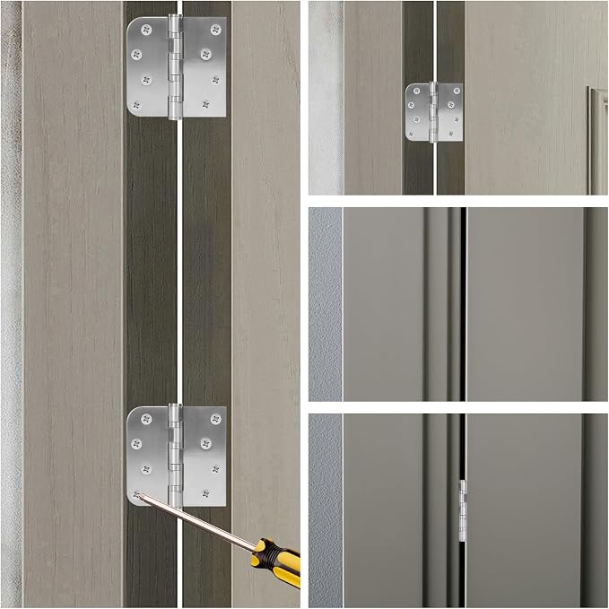 3 Pack Ball Bearing Door Hinges, 4 Inch x 4 Inch Heavy Duty Stainless Steel - Image 5