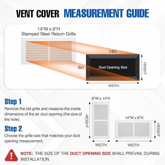 Fancat 14x6 Duct Opening | Steel Return Air Grille | Vent Cover Grill - Image 2