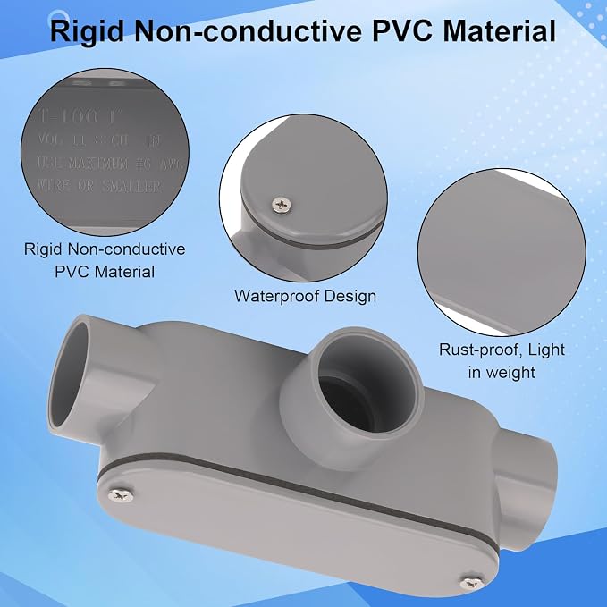 4Pack 1Inch Rigid PVC Conduit Body Type T 1IN PVC Conduit Bodies T Type - Image 4