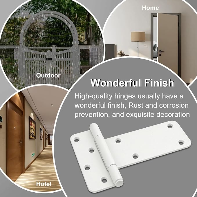 4 Pack 6" Door Hinges, 280 Lbs Capacity Heavy Duty Gate Hinges | Matte white - Image 6