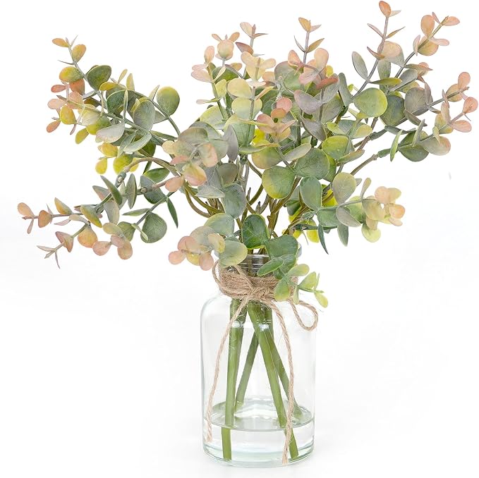 Muhanjia Artificial Eucalyptus Stems in Glass Vase by Muhanjia