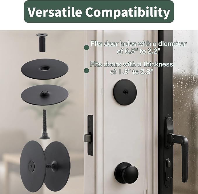 4PCS Door Hole Cover Plate Kit, 2-5/8" Diameter Deadbolt Cover & 1" x 2-1/4" - Image 4