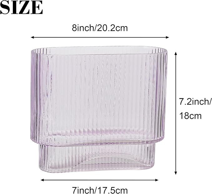 Ribbed Vase, Modern Vases for Living Room, Dining Table, 7 Inch - Image 6