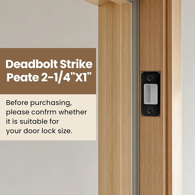 Deadbolt Strike Plate Door Backplate 1" x 2 1/4" Matte Black Round Corner | - Image 4