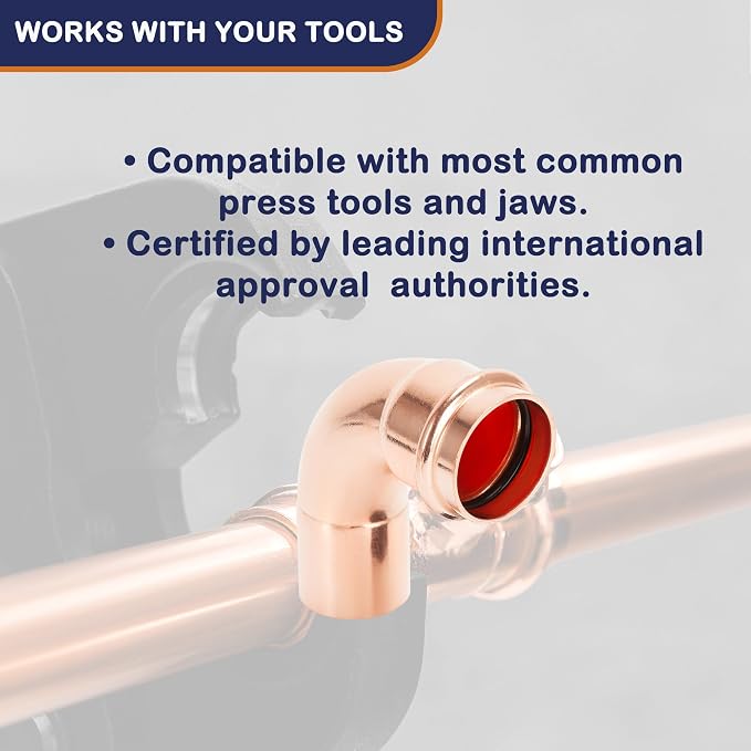 Copper Press Fittings 90 degree Street Elbow 1/2" FTG x P 10 Pack | Zero Lead - Image 5