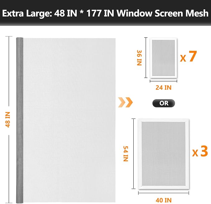 Secopad Window Screen and Screen Door Mesh Repair Kit, 48in x 177in | - Image 2