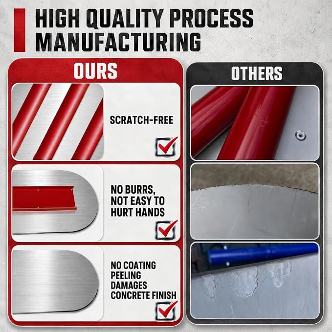 48" x 12" Thickened Stainless Steel Concrete Bull Float Tool Kit, Fresno - Image 4