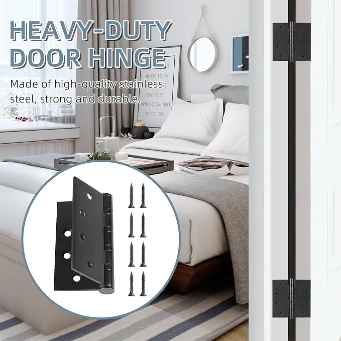 6 Pack Stainless Steel 4'' Door Hinges, 4in x 4in Heavy-Duty Ball Bearing Door - Image 2