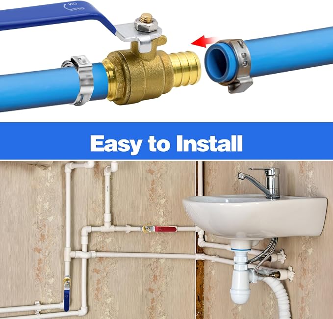 4pcs 1/2" PEX Brass Full Port Shut Off Ball Valve, HOT COLD | - Image 4