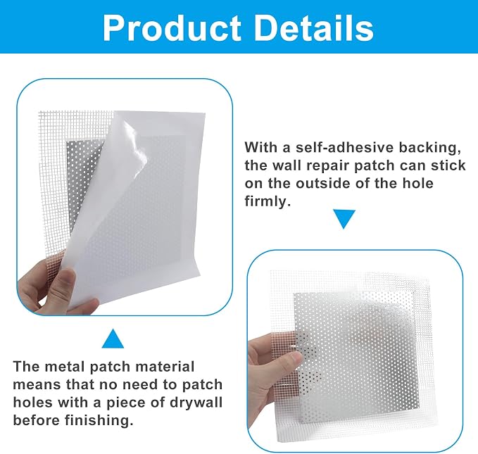 8Pcs 6 x 6 Inch Drywall Repair Patch | Self Adhesive, Dry Wall Patch Kits - Image 4