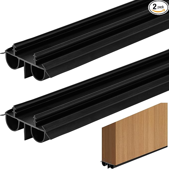 2 Pcs 36" Double Bubble Kerf Door Sweep Kit, Door Bottom Seal Weatherstrip | by Nkiy+Quen