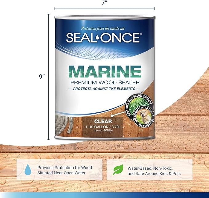 SEAL-ONCE Marine Ready Mix Penetrating Wood Sealer, 2 Gallon, Water-Based - Image 6