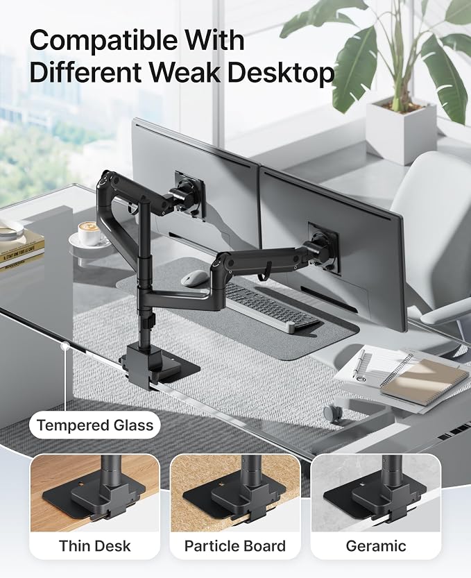 monTEK Adjustable Steel Monitor Mount Reinforcement Plate, Desk Stabilizer | - Image 5