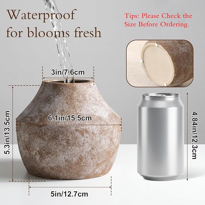 Ceramic Flower Vase for Centerpieces, 5.2in Pottery Small Ceramic Vases | - Image 2