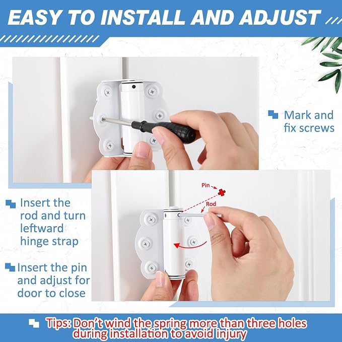 Zonon 4 Pack Self Closing Screen Door Hinge 2 3/4" Adjustable Heavy Duty Steel - Image 5