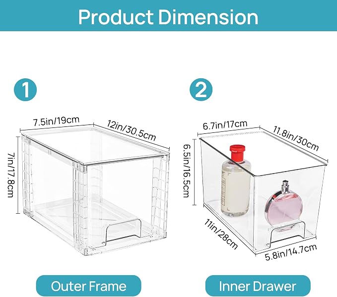 Vtopmart 6 Pack Large Stackable Storage Drawers | Easily Assemble Acrylic - Image 2