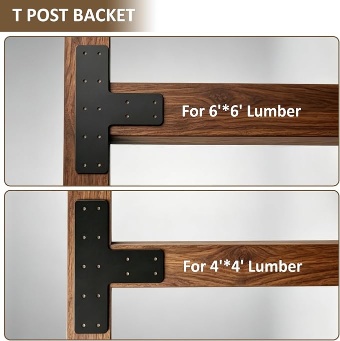 Black Heavy Duty T Post Brackets, Flat Mending Plate - Image 4