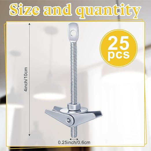 Silkfly 25 Pcs 1/4 x 4 Inch Eye Lag Toggle Bolts - Image 2