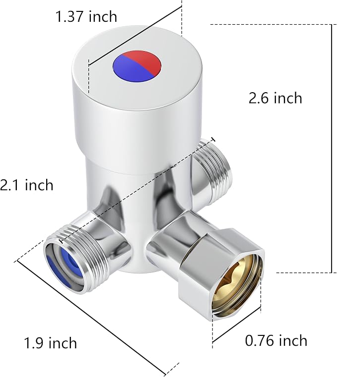 Hot & Cold Water Mixing, Thermostatic Mixer Valve | Solid Brass, Water Mixing - Image 2