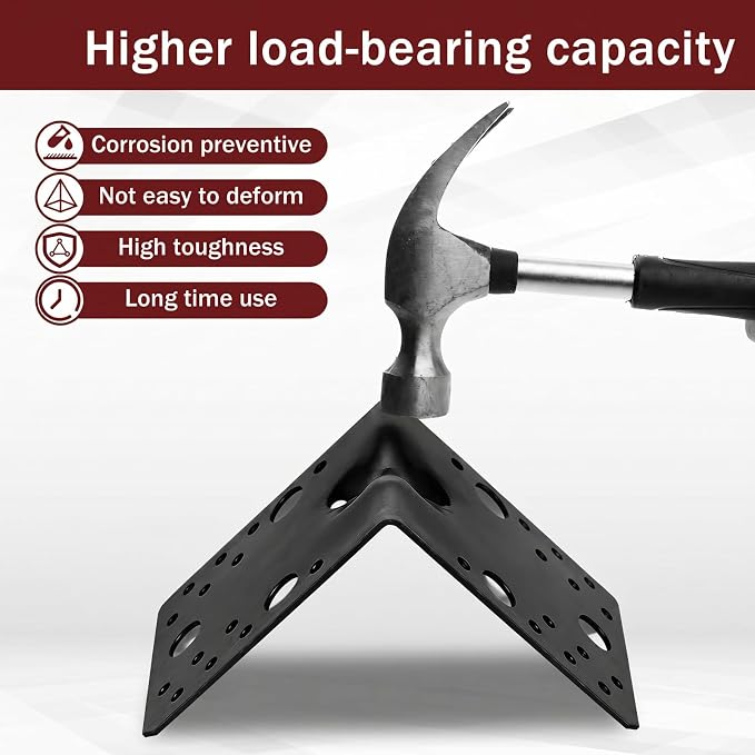 4 Pcs 4x4x3-1/2 Steel L Bracket 1.7mm Thick Metal Angle 90 Degree Reinforcing - Image 3