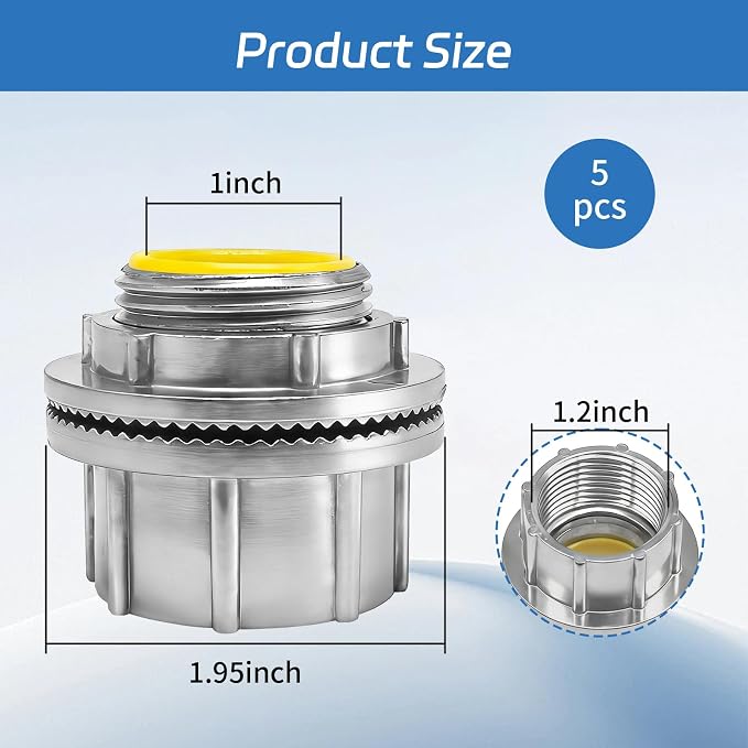 5 Pack 1 Inch Zinc Die Cast Watertight Conduit Hub, Heavy Duty IMC/Rigid - Image 2
