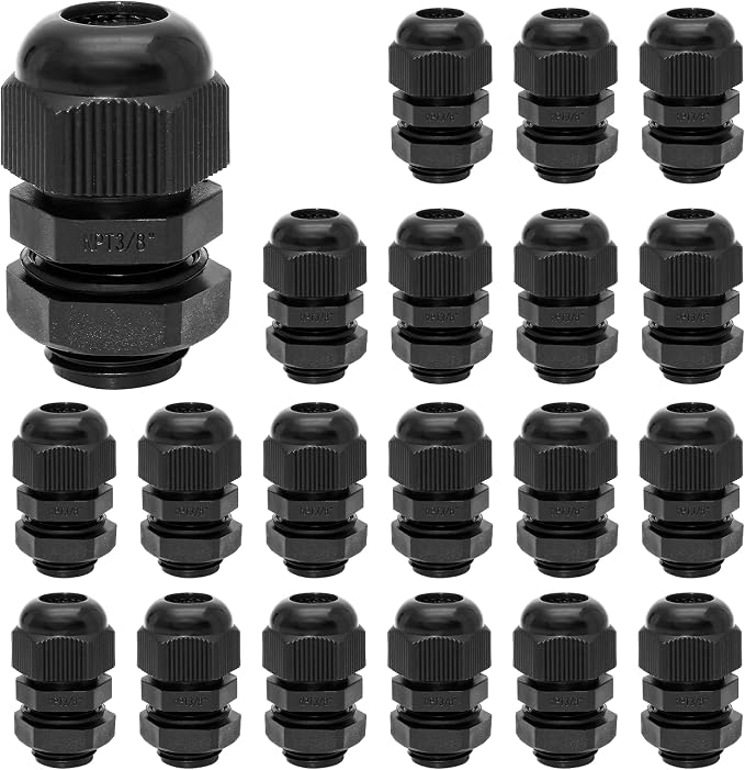 Bonsicoky 3/8" NPT Nylon Cable Glands, Adjustable Cord Grip, Strain Relief by Bonsicoky