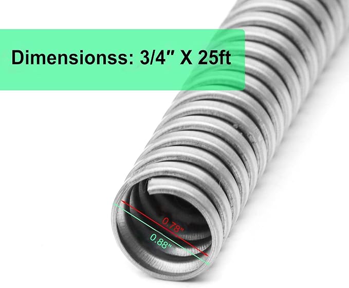 3/4 Inch Flexible Reduced Wall Electrical Conduit, 25 Ft Iron Galvanized Cable - Image 5