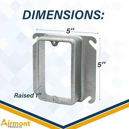 Airmont Products 1" Raised Mud Rings, Square Device Cover, 1-Gang Outlet Cover - Image 4
