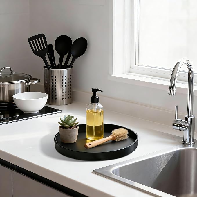 2 Pack 8" Bathroom and Vanity Tray, ABS Bathroom Counter Organizer, Coffee - Image 4