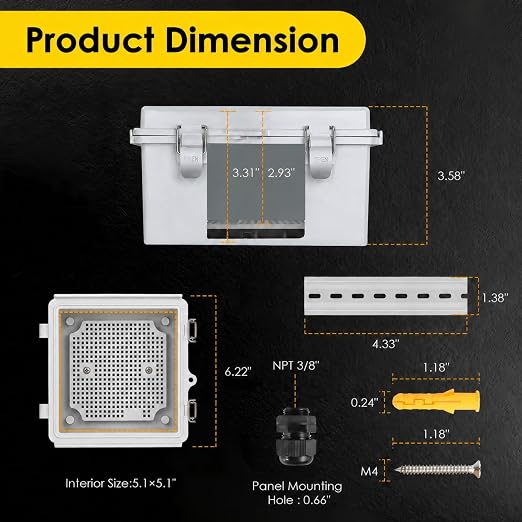 IP67 Outdoor Electrical Junction Box Waterproof 5.9"x5.9"x3.5" | Weatherproof - Image 3
