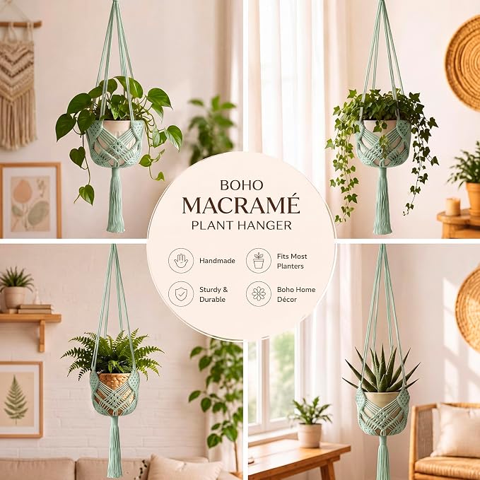 Shappy 1 Pack Boho Macrame Plant Hanger - Image 5