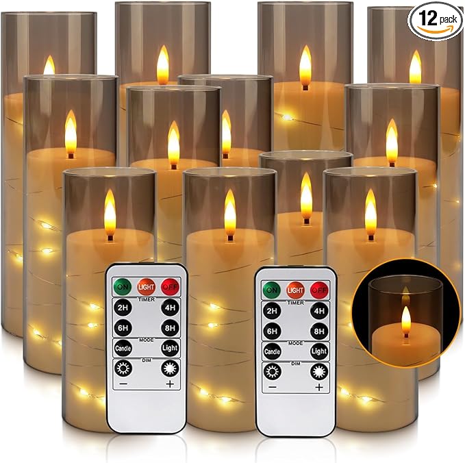 12-Pack Gray Acrylic Flameless LED Candles by CAKETYCG