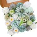 Artificial Flowers Combo Teal Blue Flowers Mix Silk Flowers Dahlia Roses by FloweroyalCrafts