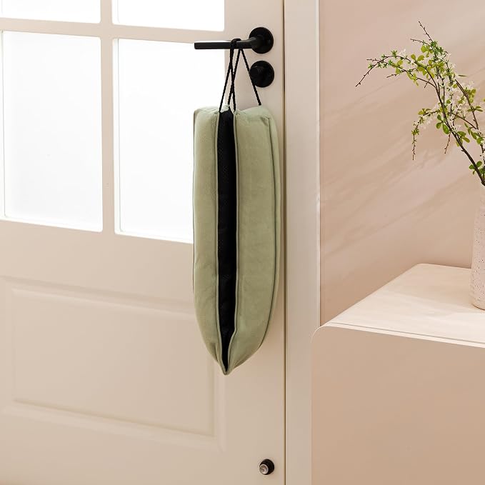 Sunolga Door Draft Stopper, Removable Washable Cover, Light Green | Weighted - Image 5