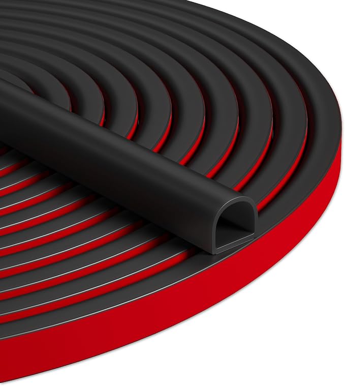 40FT Weather Stripping Door Seal, Self-Adhesive Silicone D-Shaped Seal Strip by Bantie