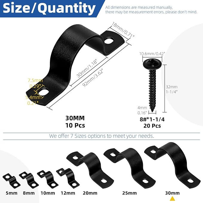 Glarks 10pcs 30mm Pipe Strap Clamp - Image 2