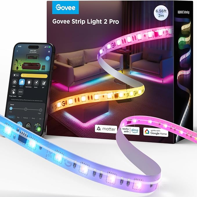 Govee RGBWWIC LED Strip Light 2 Pro 6.56ft, Smart Control, WiFi | Work by Unknown