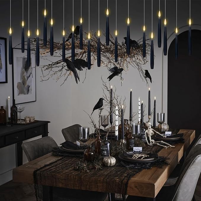 GenSwin Flameless Floating Candles Wand Halloween Decorations Black 22pcs | 6H - Image 4