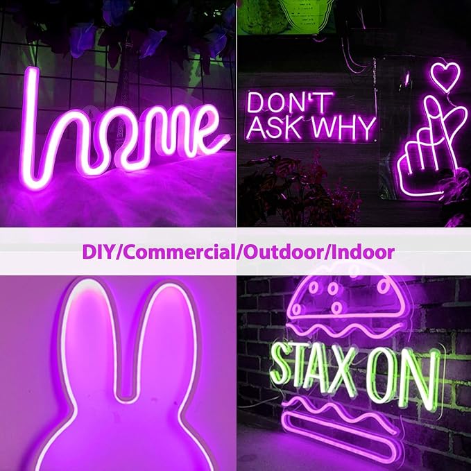 Lamomo LED Neon Lights Purple, 12V 0.39In/Cut Silicone Waterproof DIY Led Strip - Image 4