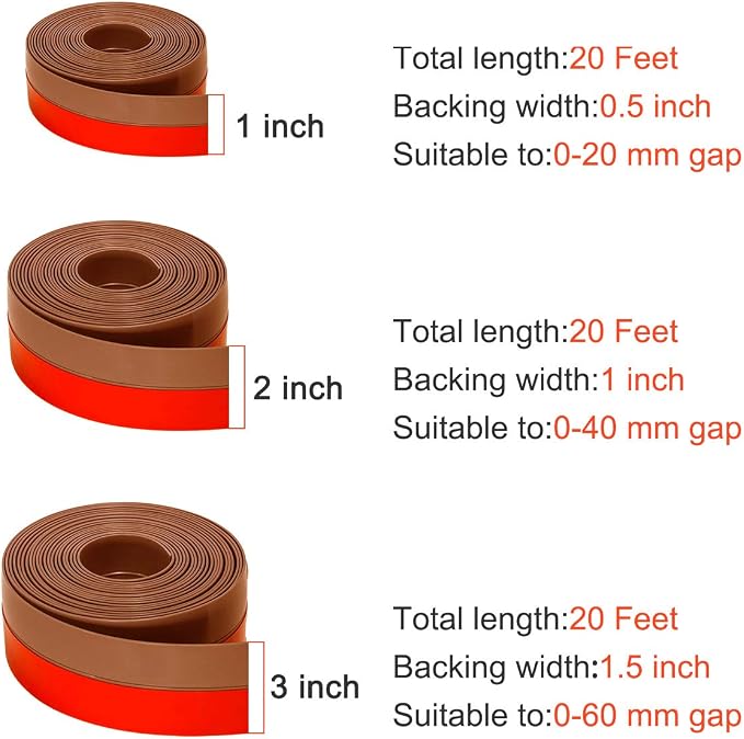 TORRAMI Silicone Door Sweep Draft Stopper 2 inch Width 20 Feet Length, Seal - Image 2