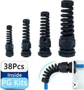 38 Pcs PG7~21 Kit Cable Gland 3-18mm Nylon Strain Relief Spring IP68 PA66 | by Aandxmok