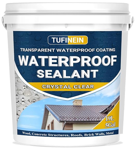 Waterproof Sealant 5 Gallon Clear, TUFINEIN Transparent Waterproof Coating by TUFINEIN