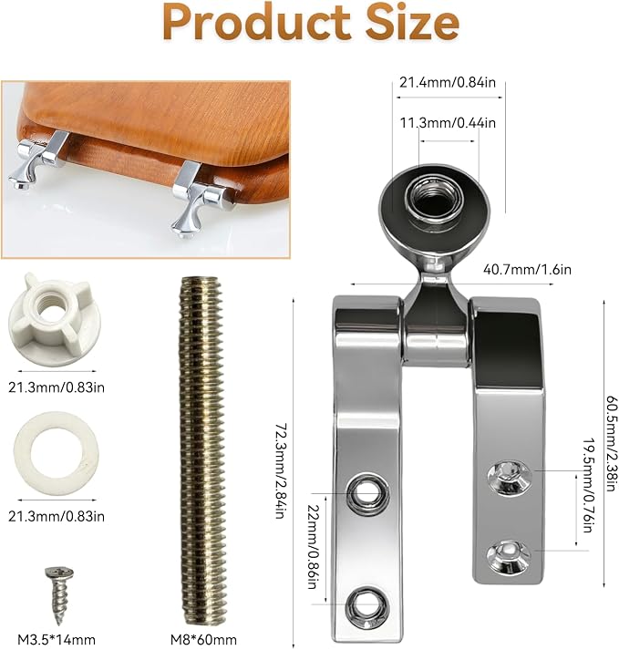 Universal Toilet Seat Hinges Replacement Kit - Image 4
