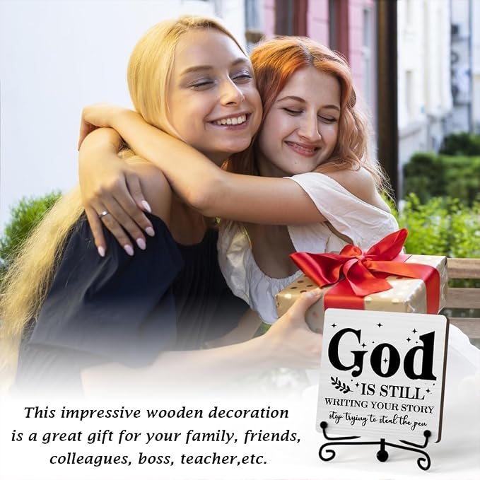 Inspirational Christian Desk Decor, God Is Still Wrting Your Story Sign - Image 6