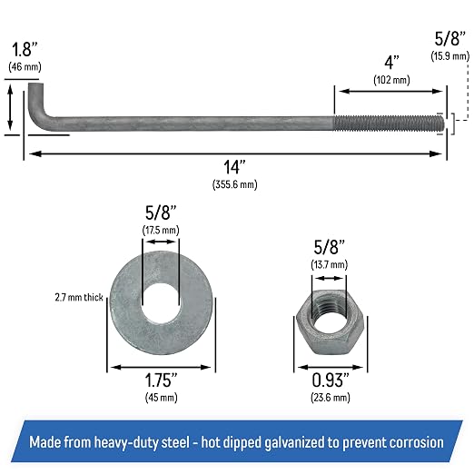 5/8" x 14-inch Galvanized Threaded Anchor Bolts - Image 3