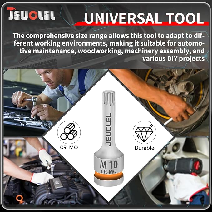 M10 Triple Square Impact Spline Bit Socket, 10mm 1/2" Drive Socket | 12 Point - Image 4