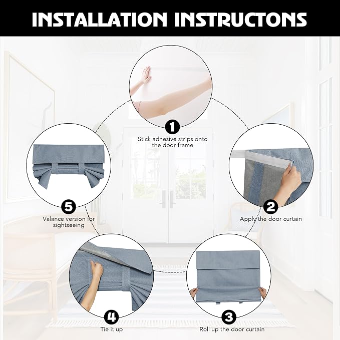 RYB HOME 100% Blackout Short French Door Linen Curtain - Image 5