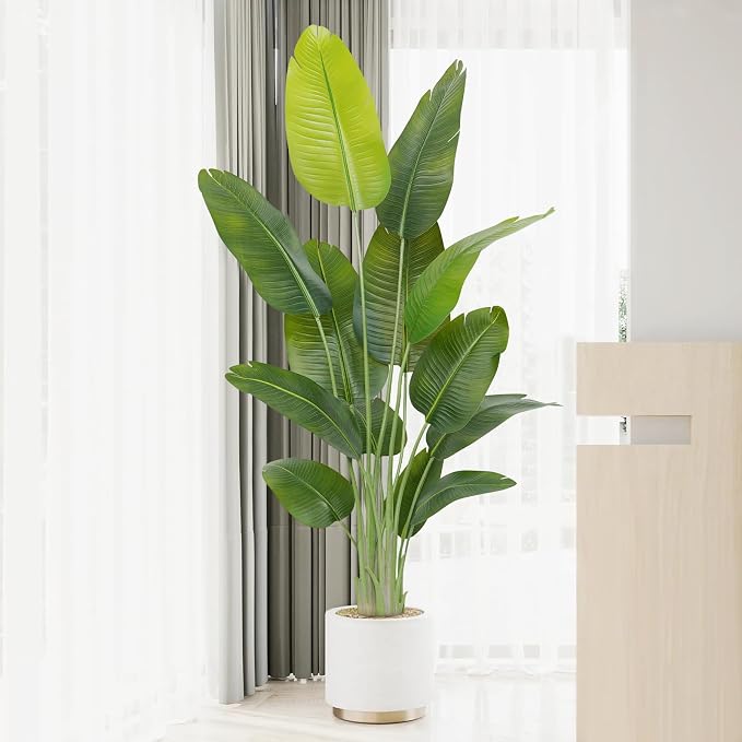 Lifelike Bird of Paradise Artificial Plant, 6ft Faux Banana Leaf Tree - Image 7