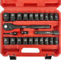 AMM 1/2" Drive Master Impact Socket Set, 24-Piece Shallow Standard SAE & Metric by AMMTOOL